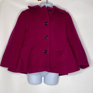 Sterlingwear of Boston girls magenta wool blend pea coat Sz 4 NWT